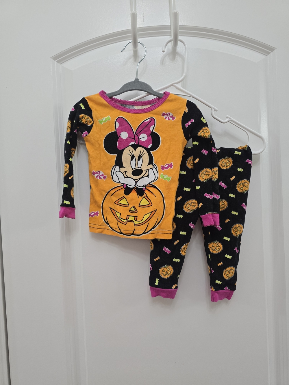 Disney Minnie Mouse Orange & Black Halloween Kids Pajama Set